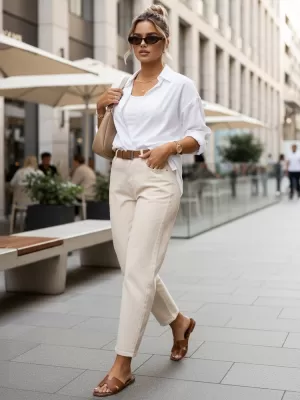 Pantaloni de dama DSTREET UY2987 ECRU