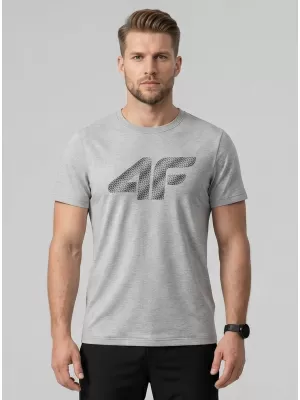 Tricou pentru bărbați 4F WMM00TTSHM3342 MELANGE GRI DESCHIS RECE