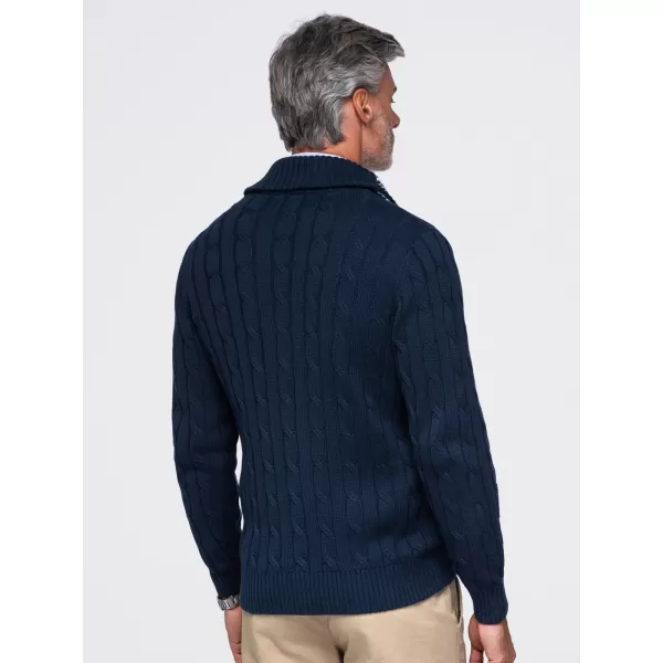  Cardigan pentru bărbați OMBRE OM-SWCD-0196 ALBASTRU MARIN 