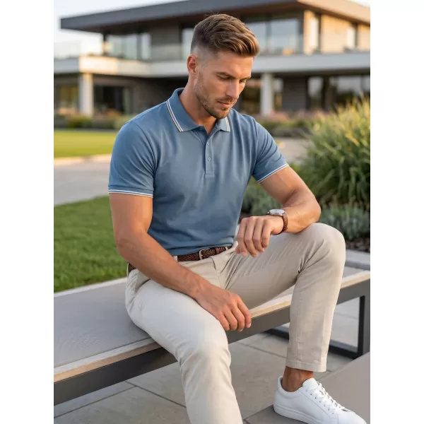  Tricou pentru bărbați cu guler MALFINI FOCUS 232 DENIM 