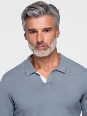 Tricou pentru bărbați cu guler OMBRE OM-POLS-0138 GRI