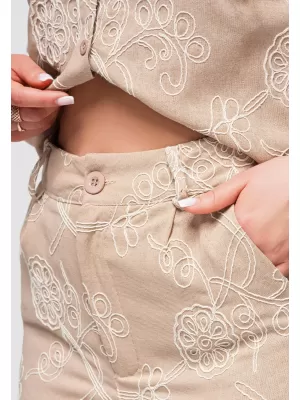 Pantaloni scurți de damă OMBRE OW-ST-E0020 BEJ