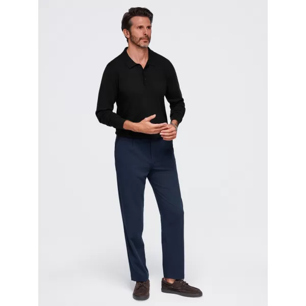 Tricou pentru bărbați cu guler OMBRE OM-POLS-0151 NEGRU 