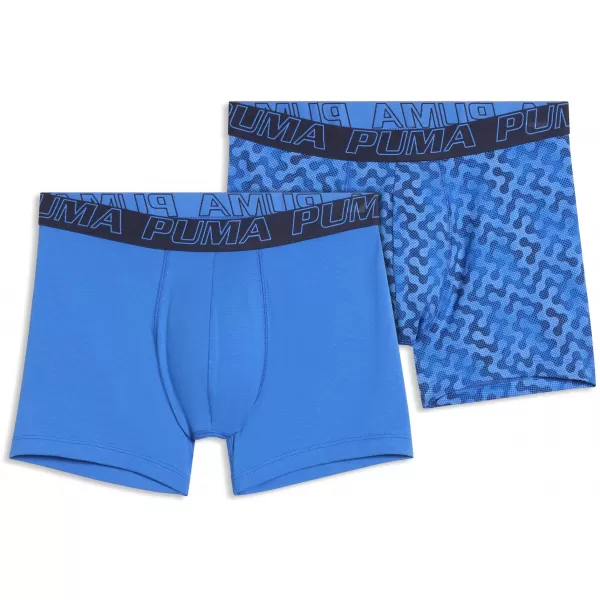  Boxeri pentru bărbați PUMA MEN GRAPHICAL PRINT BOXERS 2P 94780404 COMBINAȚIE ALBASTRĂ 