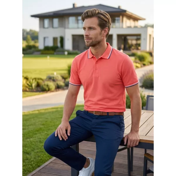  Tricou pentru bărbați cu guler MALFINI FOCUS 232 CORAL 