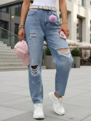 Pantaloni de dama DSTREET UY2984 ALBASTRU