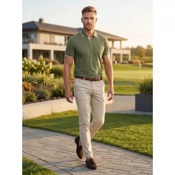  Tricou pentru bărbați cu guler MALFINI FOCUS 232 KAKI 