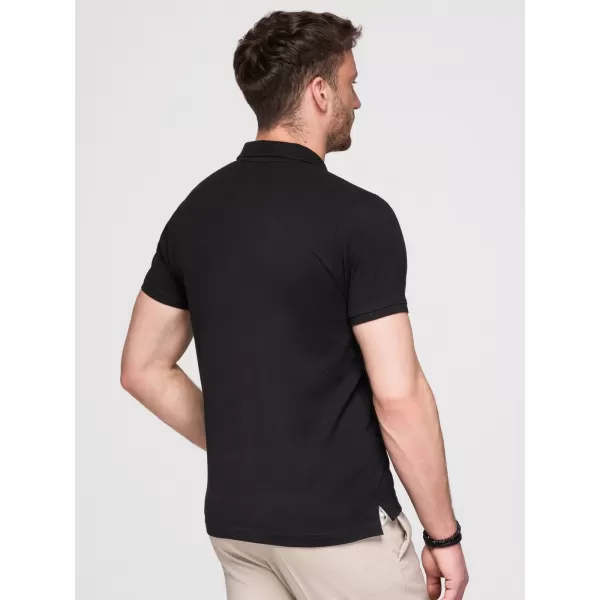  Tricou pentru bărbați cu guler OMBRE OM-POBS-0171 NEGRU/ALB/BEJ 