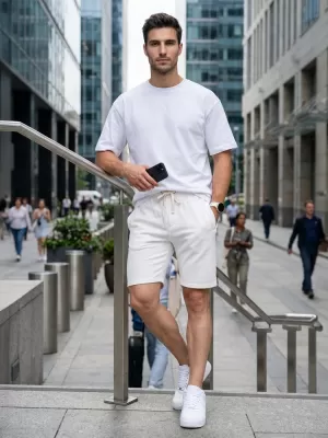 Pantaloni scurți pentru bărbați DSTREET SX2630 ALB