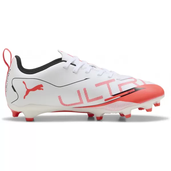  Ghete de fotbal pentru copii PUMA ULTRA 5 PLAY FG/AG JR 108170-01 ALB/NEGRU/ROȘU STRĂLUCITOR 