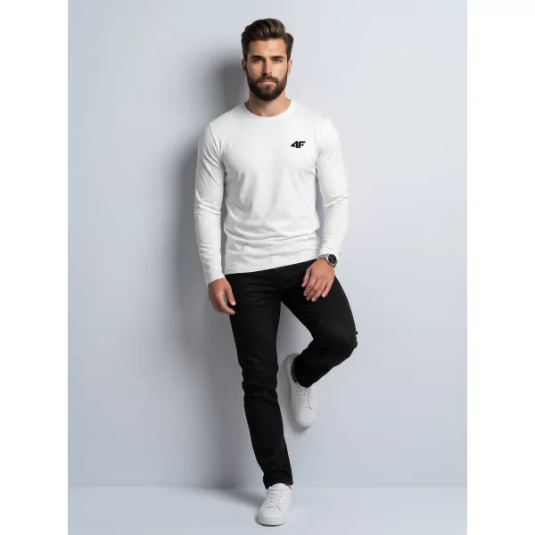  Tricou pentru bărbați cu mâneci lungi 4F WMM00TLONM611 ALB 