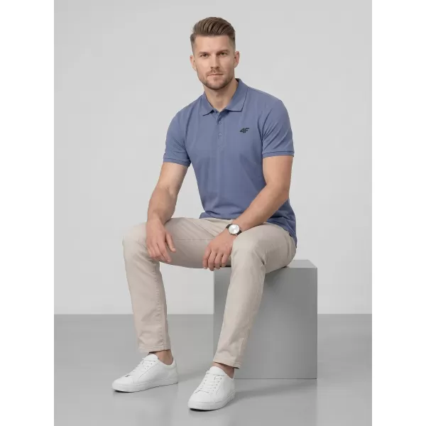  Tricou pentru bărbați cu guler 4F WMM00TPTSM0770 DENIM 
