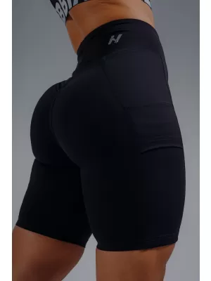 Pantaloni scurți cu talie înaltă, cu buzunare NEBBIA PRIMAL 858 NEGRU