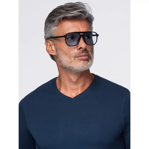  Tricou pentru bărbați OMBRE OM-LSBL-0143 ALBASTRU MARIN 