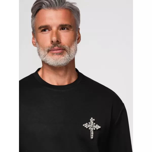  Hanorac pentru bărbați OMBRE OM-SSNZ-0271 NEGRU 