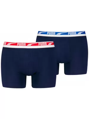 Boxeri pentru bărbați PUMA MEN EVERYDAY MULTI LOGO BOXER 2P 93832503 COMBO BLEUMARIN