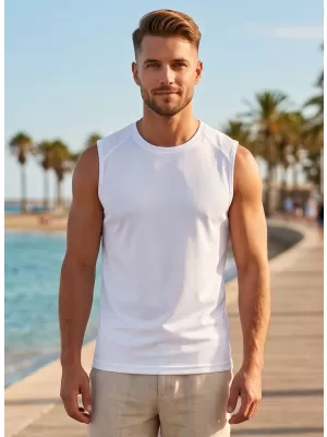 Maieu sport pentru bărbați MALFINI BREEZE 820 ALB