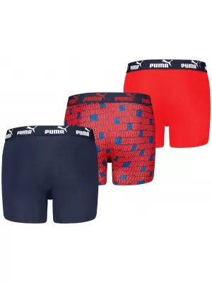 Boxeri pentru copii PUMA ELEMENTS BOYS PRINTED BOXERS 3P 93896702 BLEUMARIN/ROȘU