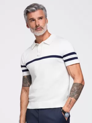 Tricou polo pentru bărbați OMBRE OM-POSS-0177 ALB