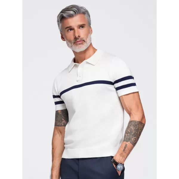  Tricou polo pentru bărbați OMBRE OM-POSS-0177 ALB 