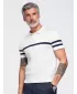 Tricou polo pentru bărbați OMBRE OM-POSS-0177 ALB