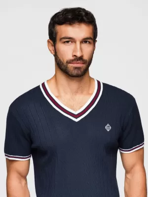 Tricou pentru bărbați OMBRE OM-TSCT-0266 ALBASTRU MARIN
