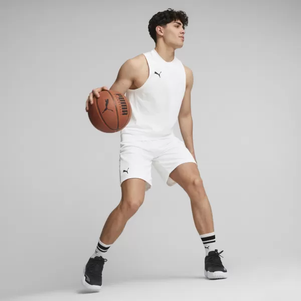  Pantaloni scurți pentru bărbați PUMA HOOPS TEAM PRACTICE SHORT 676641-02 PUMA ALB 