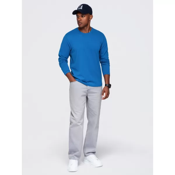  Tricou pentru bărbați OMBRE OM-LSBL-0142 ALBASTRU 