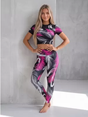 Jambiere lungi premium pentru femei (dimensiuni noi) ALTISPORT VOJ/ALW001LEG05 NEGRU/ROZ