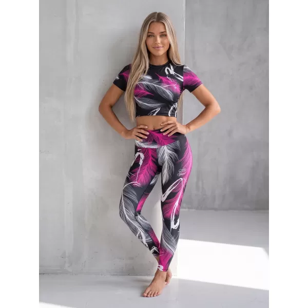  Jambiere lungi premium pentru femei (dimensiuni noi) ALTISPORT VOJ/ALW001LEG05 NEGRU/ROZ 