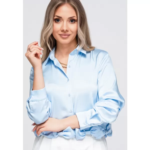  Cămașă de damă OMBRE OW-SH-E0059 ALBASTRU 