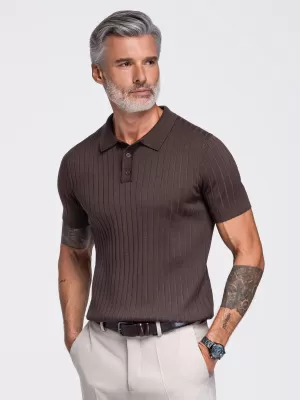Tricou polo pentru bărbați OMBRE OM-POSS-0180 MARO DESCHIS