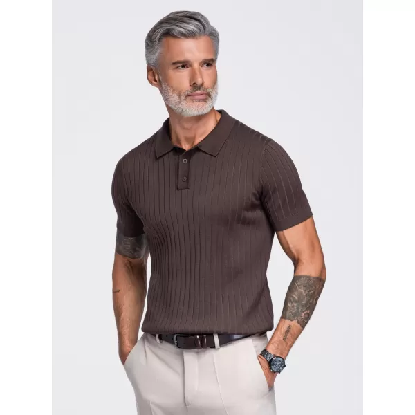  Tricou polo pentru bărbați OMBRE OM-POSS-0180 MARO DESCHIS 