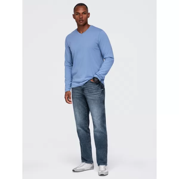  Tricou pentru bărbați OMBRE OM-LSBL-0143 DENIM LEJER 