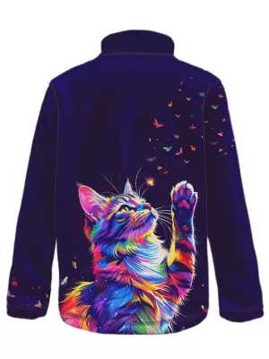 Hanorac fleece pentru copii WAMU DUHOVÁ KOČKA VIOLET ÎNCHIS