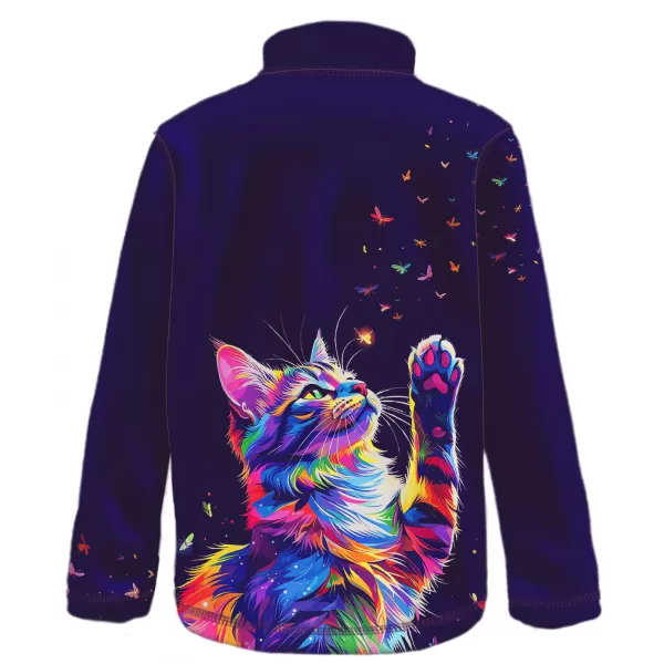  Hanorac fleece pentru copii WAMU DUHOVÁ KOČKA VIOLET ÎNCHIS 