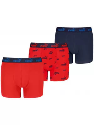 Boxeri pentru copii PUMA ELEMENTS BOYS LOGO PRINT BOXERS 3P 93896803 ROȘU/BLEUMARIN