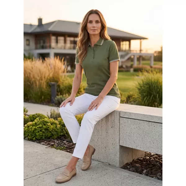  Tricou de damă cu guler MALFINI FOCUS 233 KAKI 