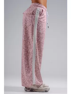 Pantaloni de trening largi cu imprimeu leopard NEBBIA PRIMAL 865 LEOPARD ROZ
