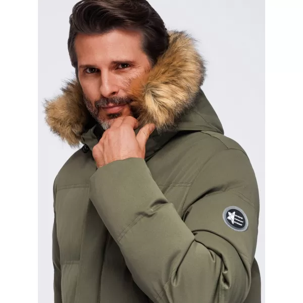  Parka pentru bărbați OMBRE OM-JALJ-0310 MĂSLINE ÎNCHISE 
