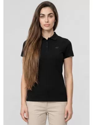 Tricou de damă cu guler 4F WMM00TPTSF0768 NEGRU ADÂNC