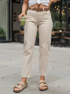 Pantaloni de dama DSTREET UY3055 BEJ