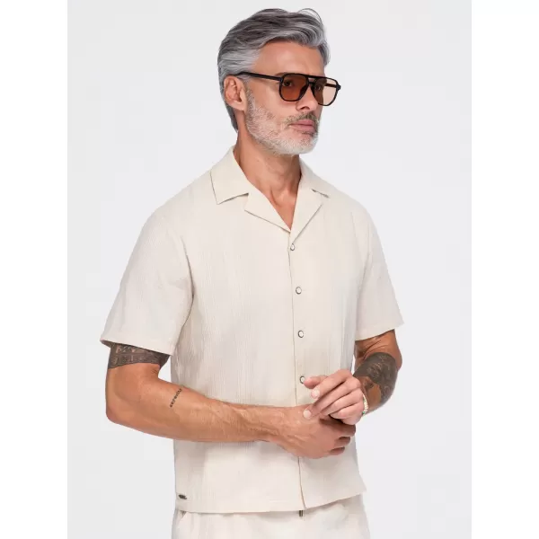  Cămașă pentru bărbați OMBRE OM-SHSS-0221 CREMĂ 