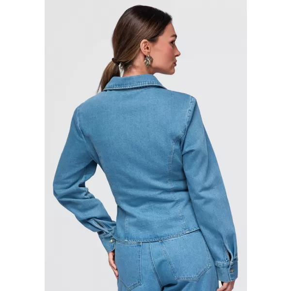  Cămașă de damă OMBRE OW-SH-E0070 ALBASTRU 