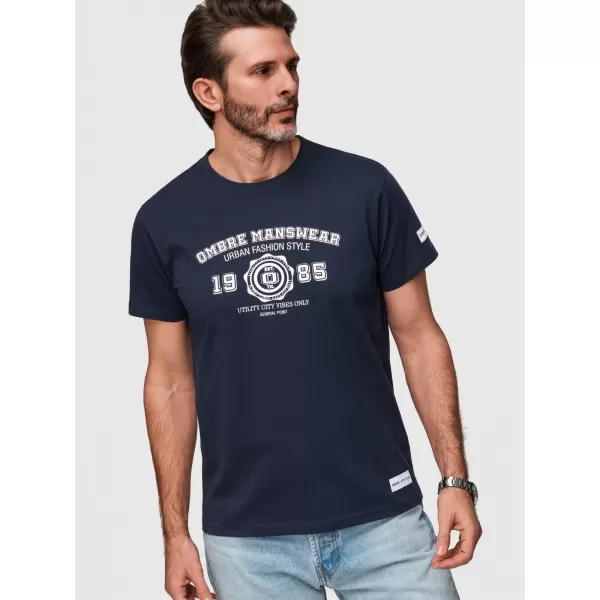  Tricou pentru bărbați OMBRE OM-TSPT-0269 ALBASTRU MARIN 