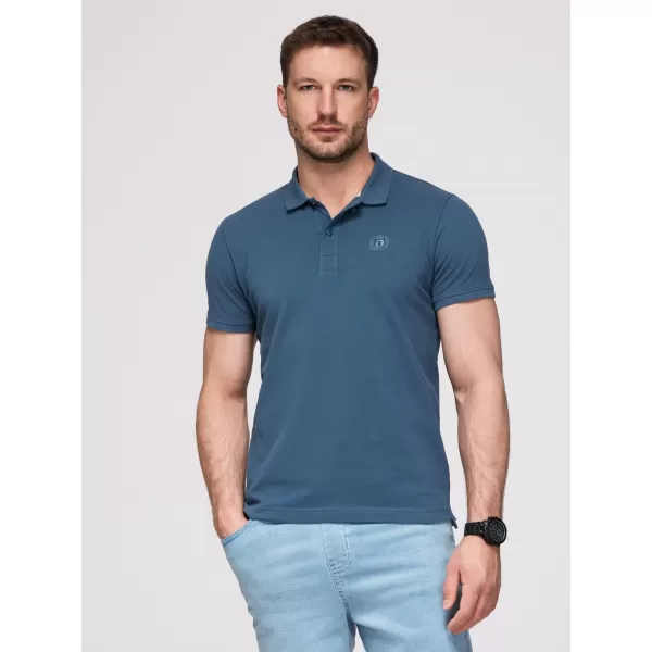  Tricou pentru bărbați cu guler OMBRE OM-POBS-0171 ALB/MARO/ALBASTRU ÎNCHIS 