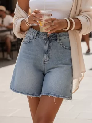 Pantaloni scurți de damă DSTREET SY0499 ALBASTRU
