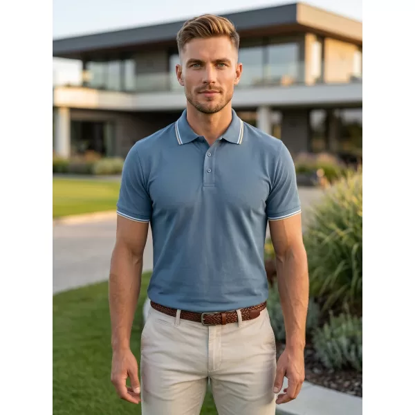  Tricou pentru bărbați cu guler MALFINI FOCUS 232 DENIM 