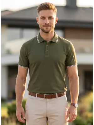Tricou pentru bărbați cu guler MALFINI FOCUS 232 MILITAR