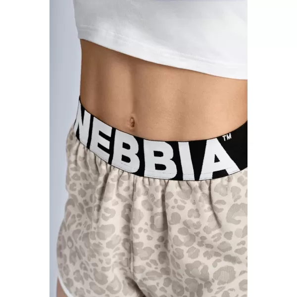  Pantaloni scurți de antrenament cu imprimeu leopard NEBBIA PRIMAL 855 LEOPARD CREM 